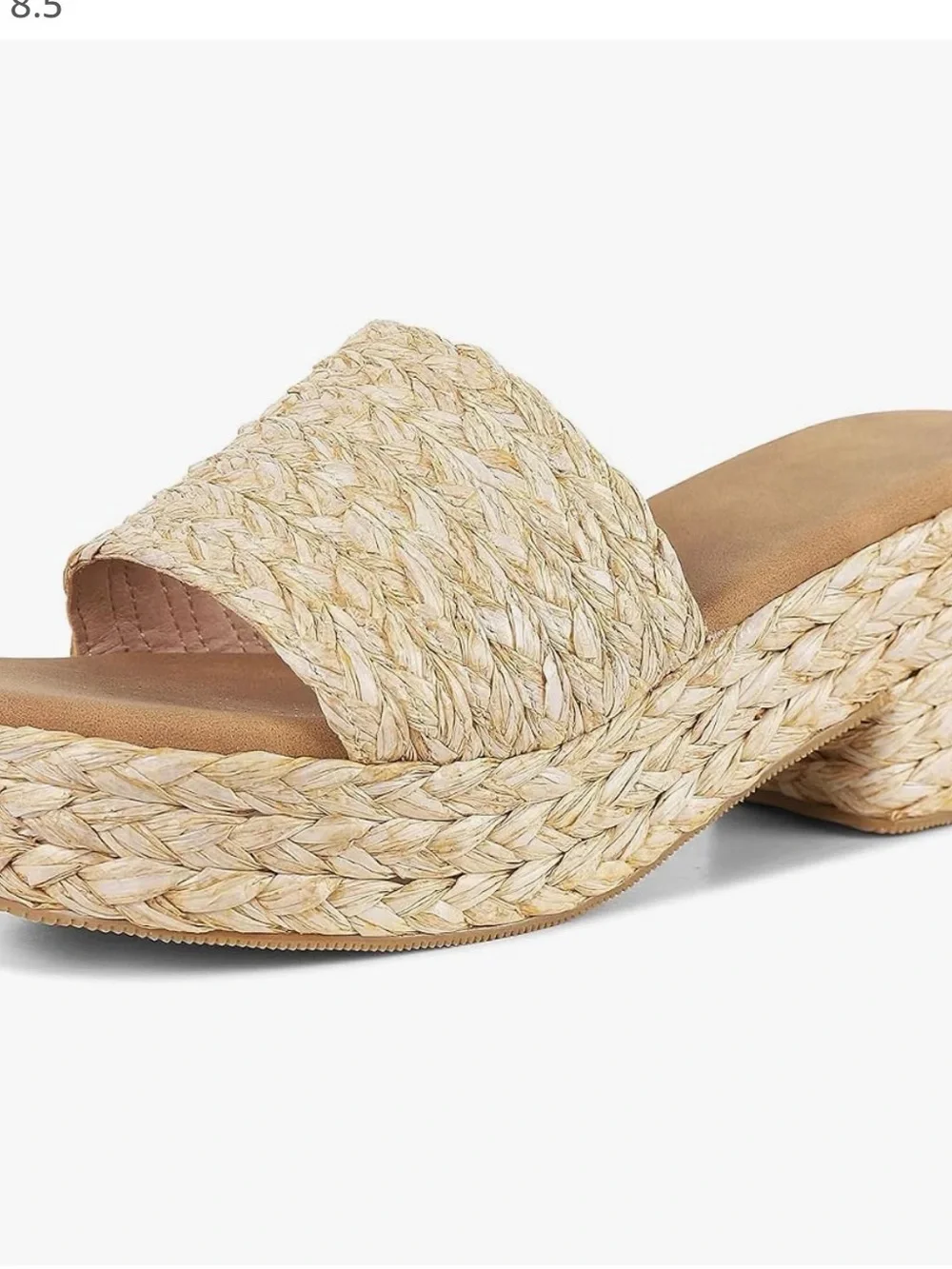 Woven Slide Sandals in Natural Straw 8.5
